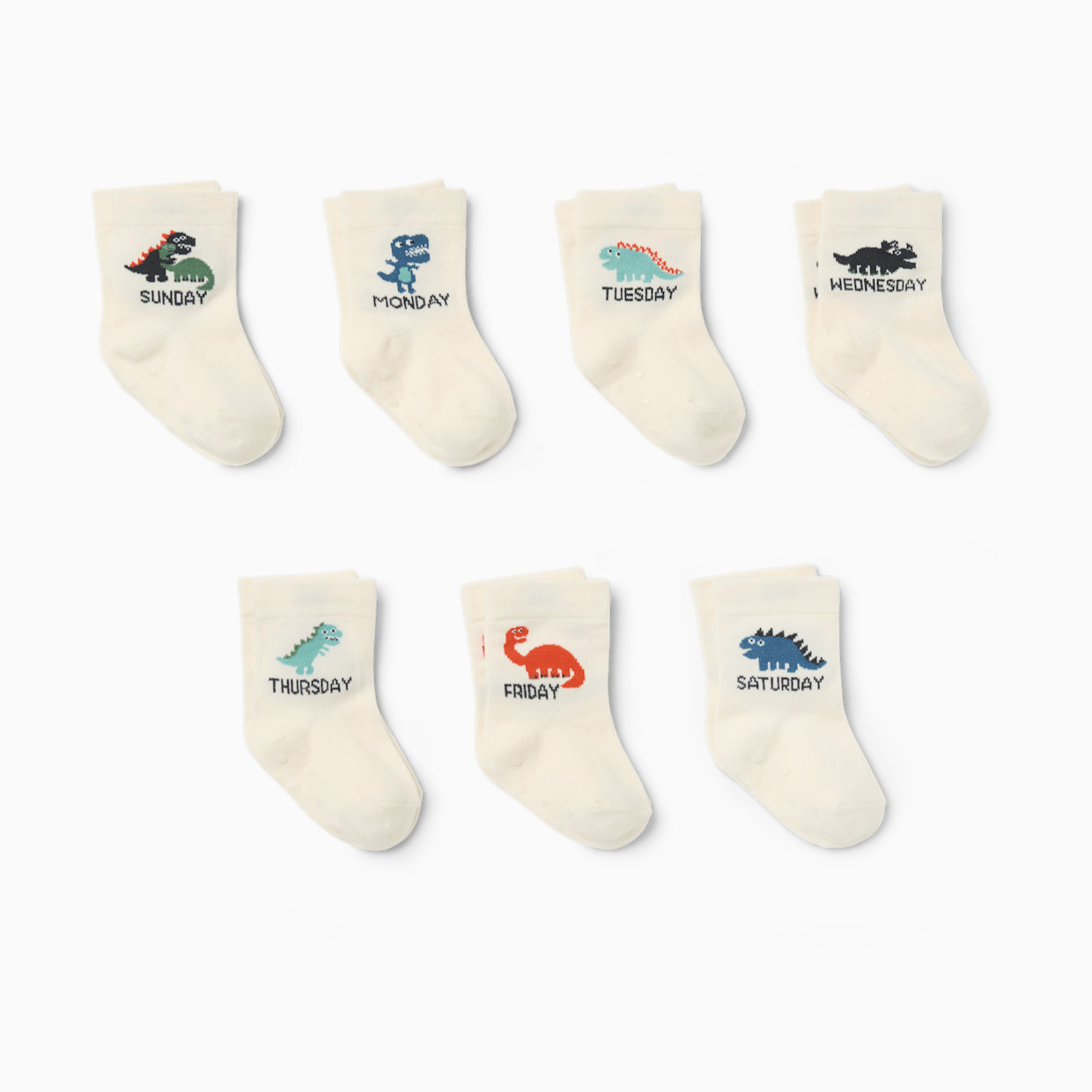 Small Story Days of the Week Crew Socks (7-pack) - Dino Days, 3-12 M.