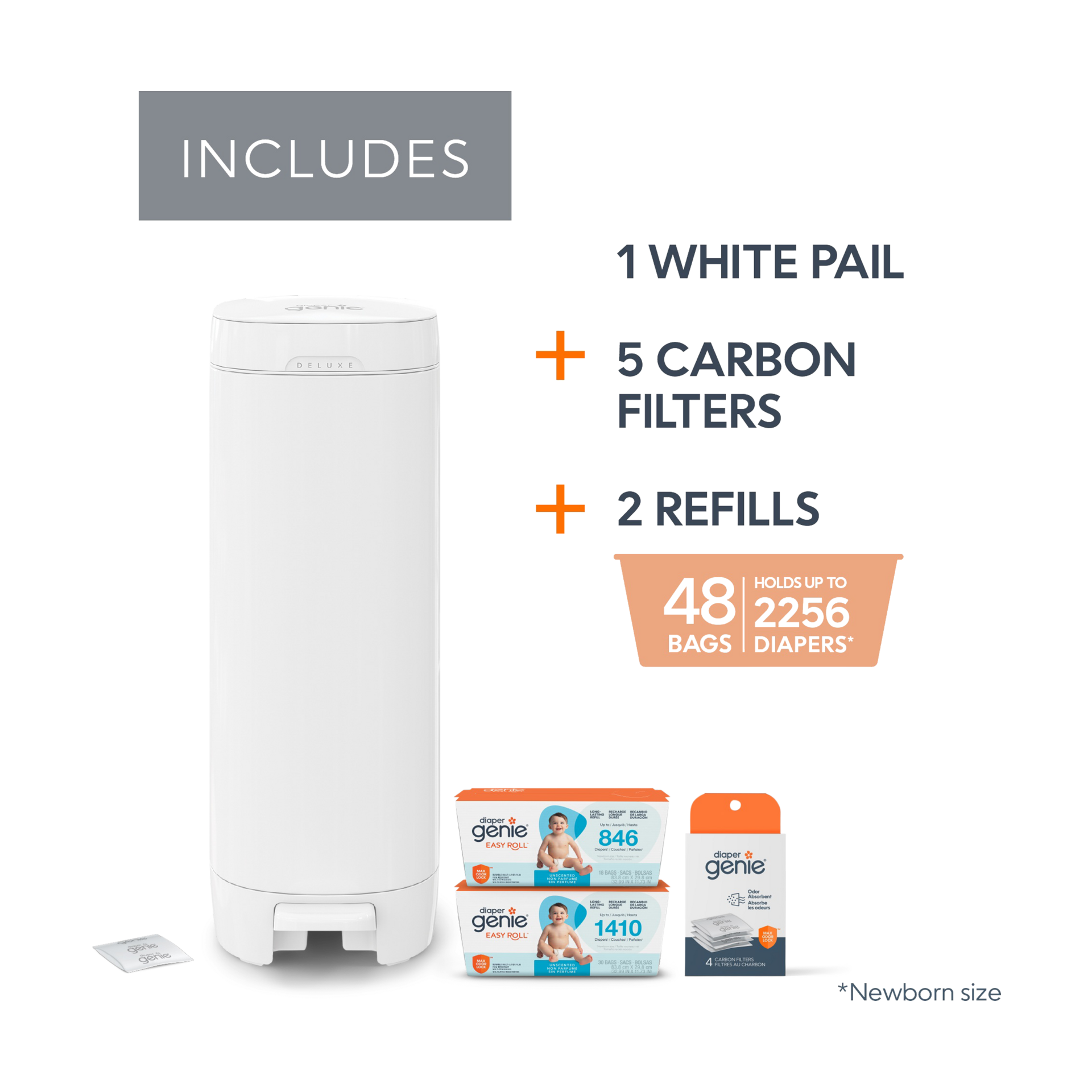 Diaper Genie Deluxe Diaper Pail Gift Set - White.