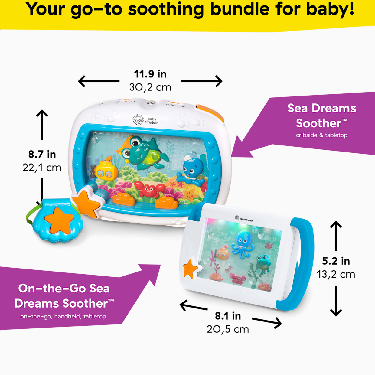Baby Einstein Sea Dreams Soother Bundle, Musical Sound In Nursery & On-the-Go Toy.
