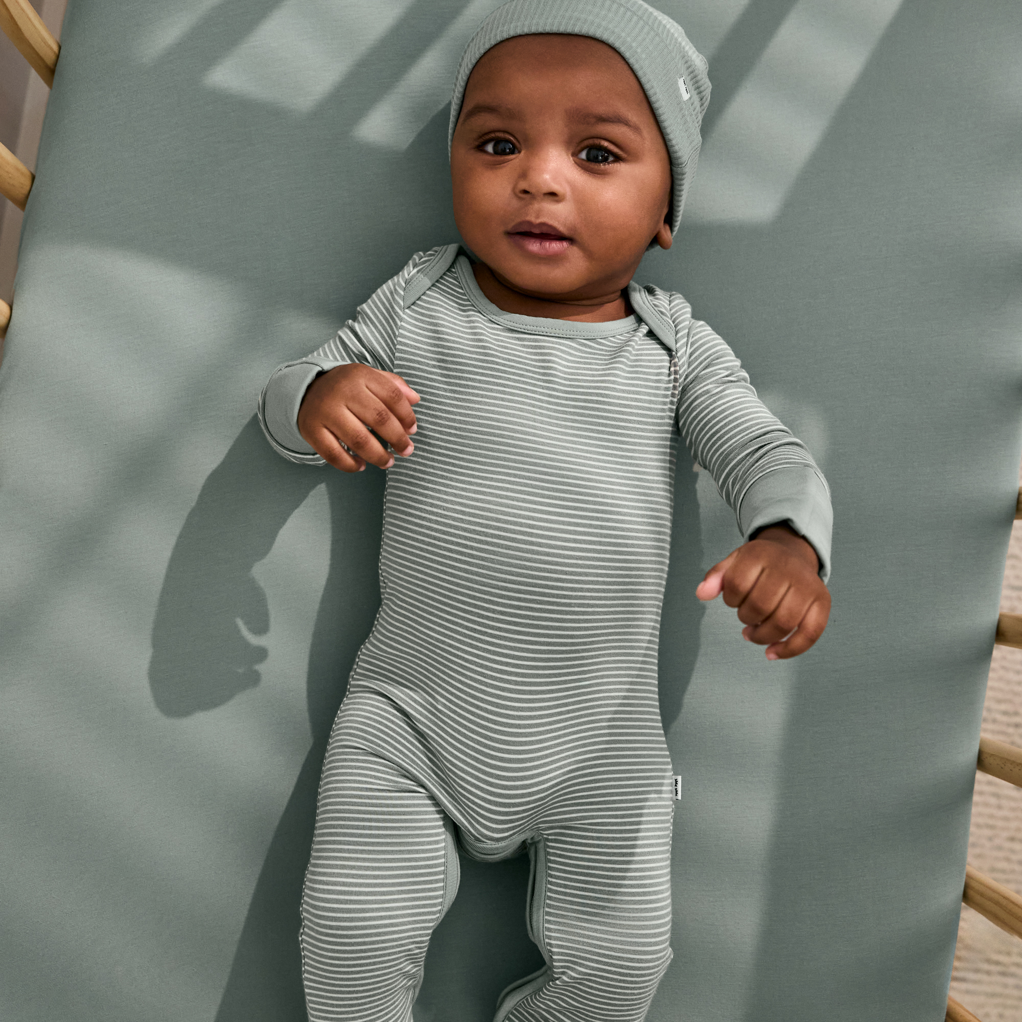 Little Sleepies Lap Shoulder Crescent Zippy - Willow Stripe, Micro Preemie.