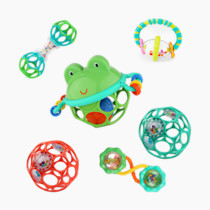 Bright Starts Little Shakers 6pc Gift Set, Easy-Grasp Oball Technology, Baby Rattles, Balls and Teethers, On-The-Go Toys, Lightweight, Unisex, Newborn+