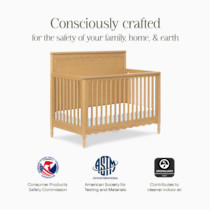 Consciously crafted crib with safety certifications logos