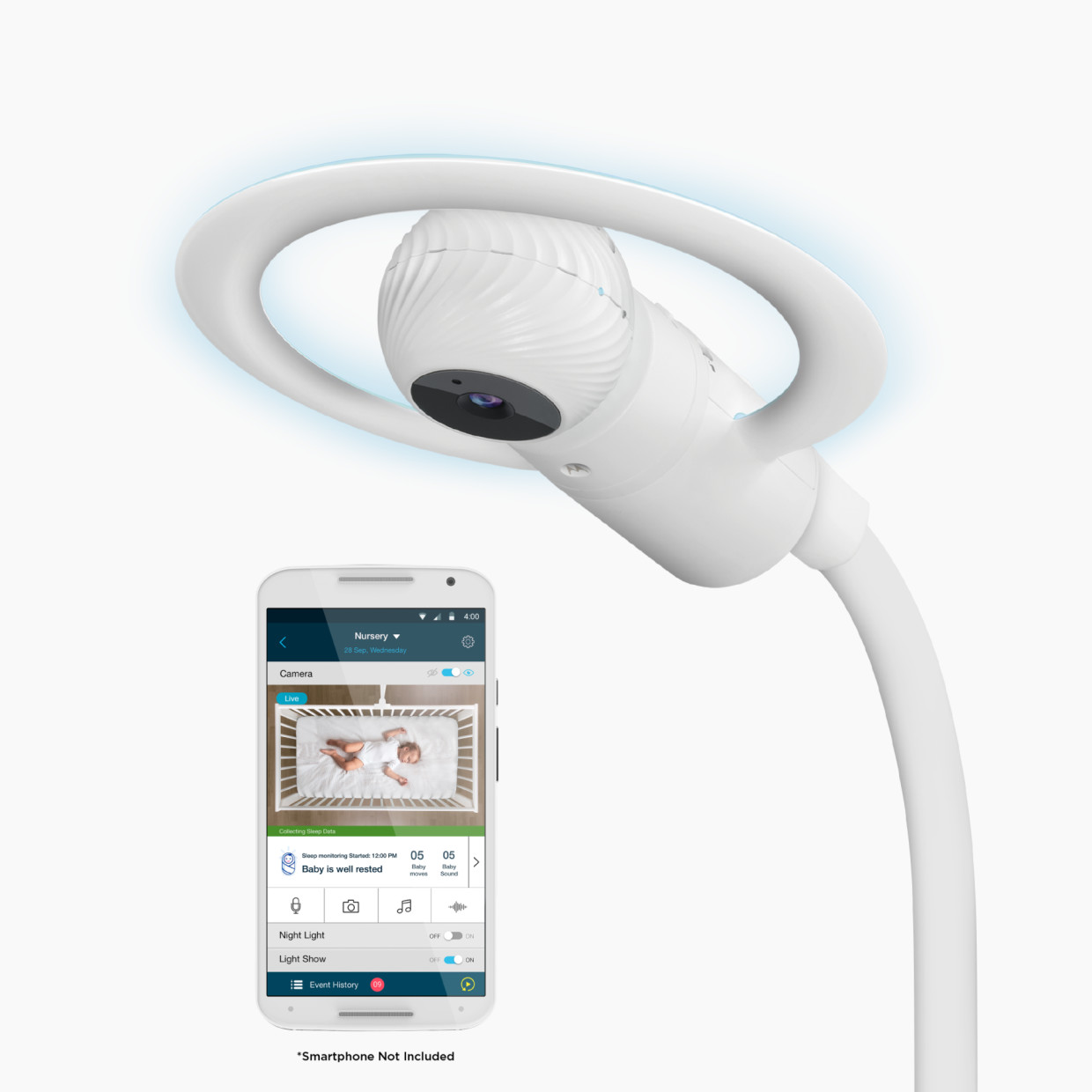 Motorola Halo Over-The-Crib Baby Monitor & Soother with HD Wi-Fi Camera.