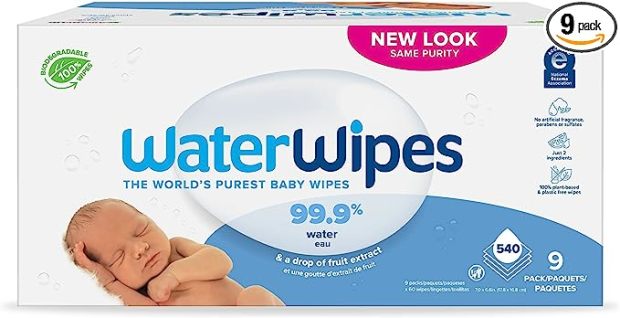 WaterWipes  99.9% Water Based Wipes.