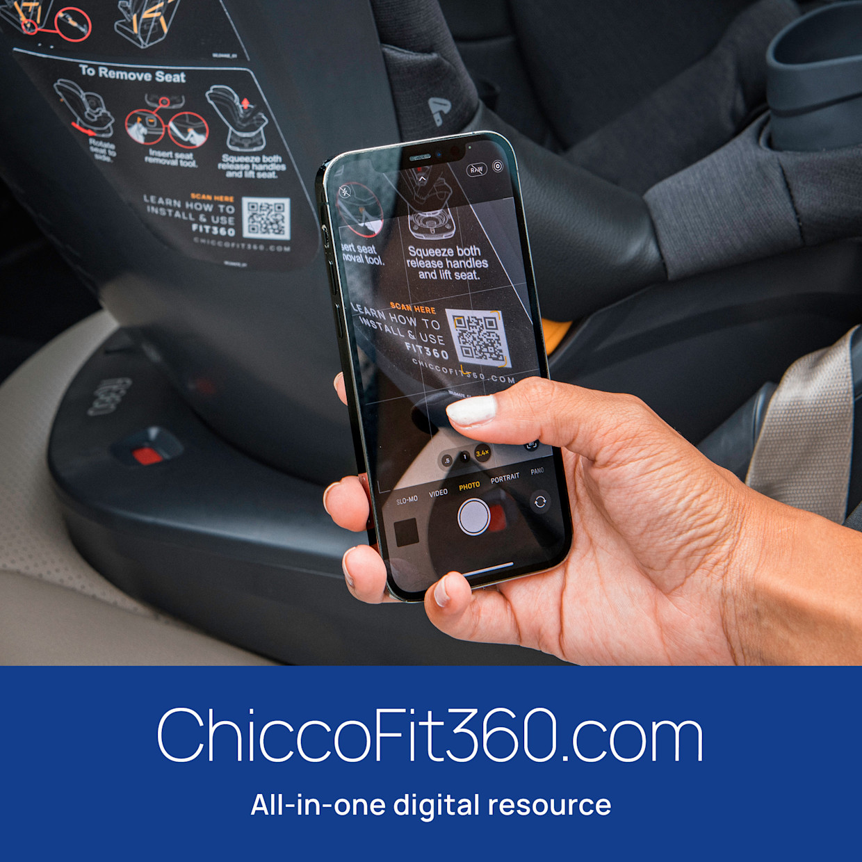 Chicco Fit360 Zip ClearTex Rotating Convertible Car Seat - Jet.