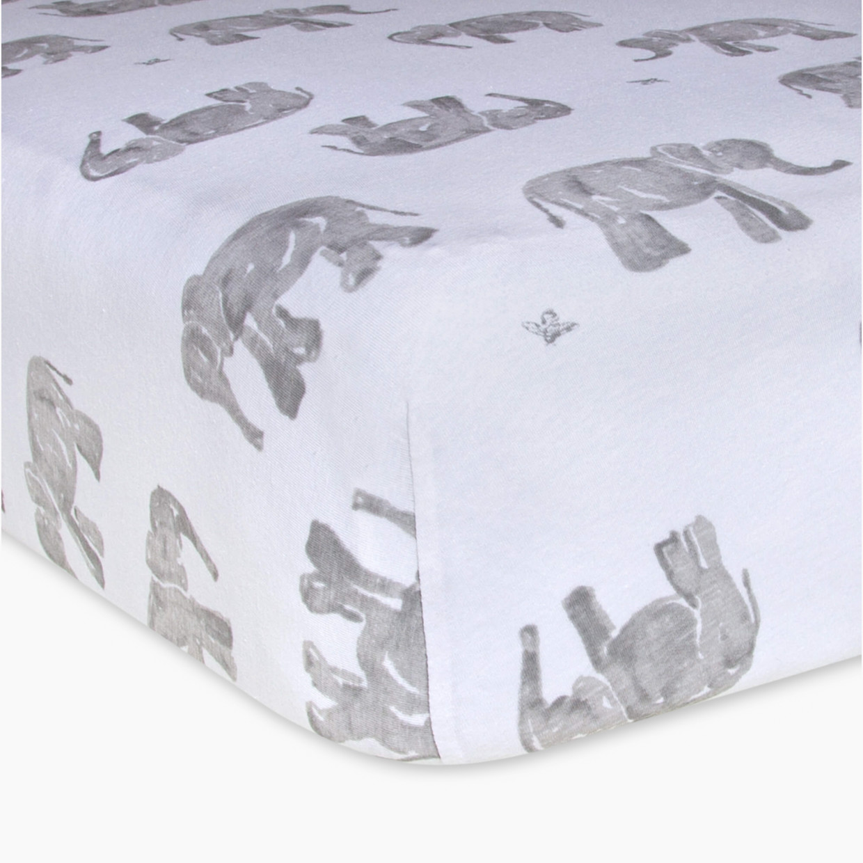 Burt's Bees Baby Organic Cotton Jersey Fitted Crib Sheet - Neutral Wandering Elephants, 1.