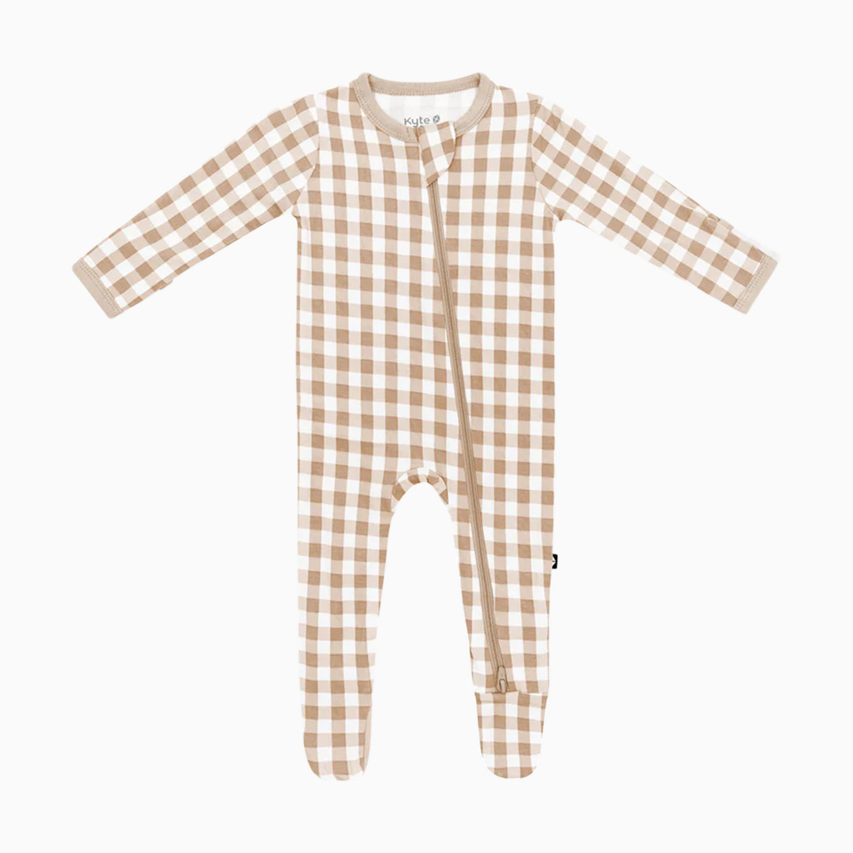 Kyte Baby Printed Zipper Footie - Gingham Bisque, 0-3 M.