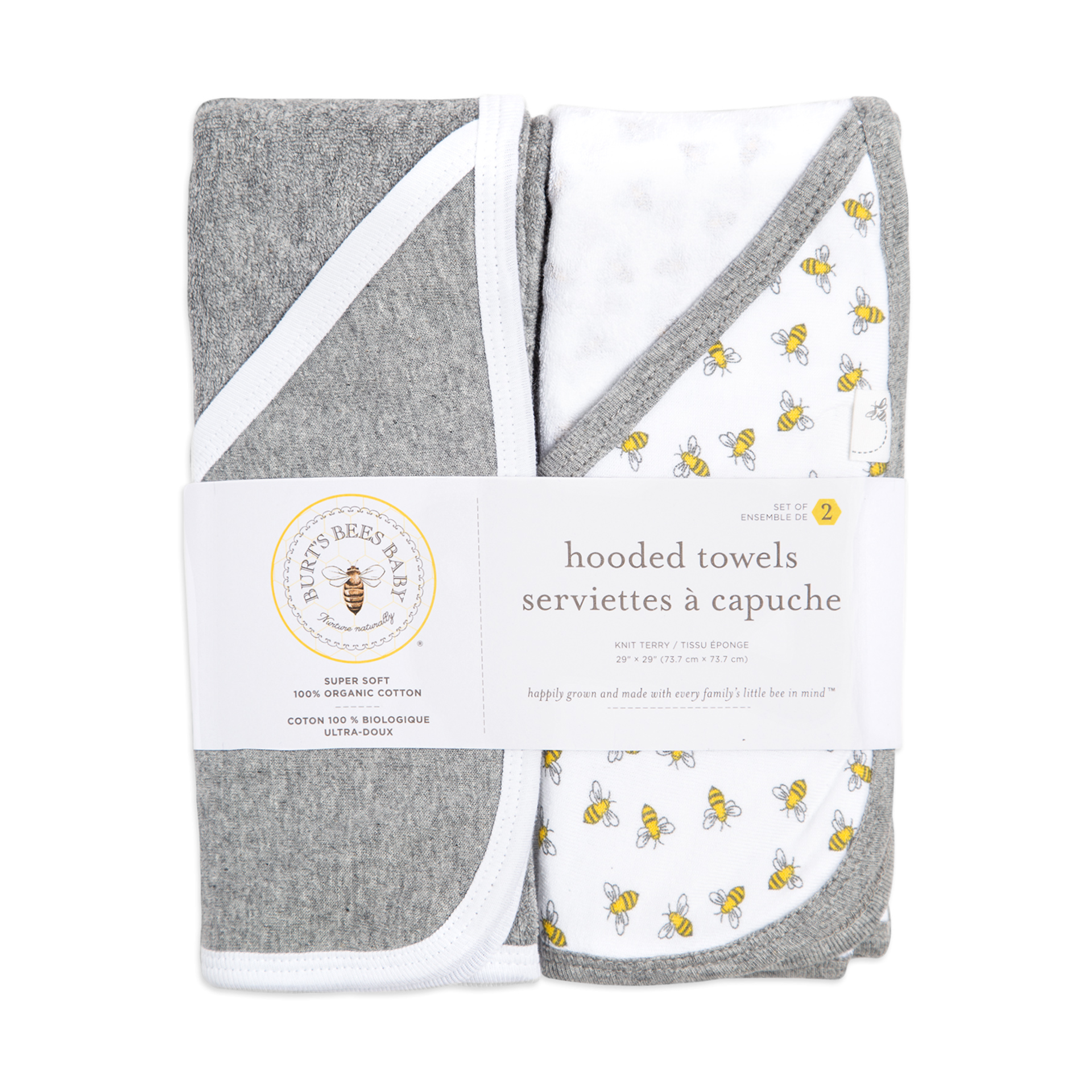 Burt's Bees Baby Organic SinglePly Hooded Towel (2 Pack) Cloud Honey
