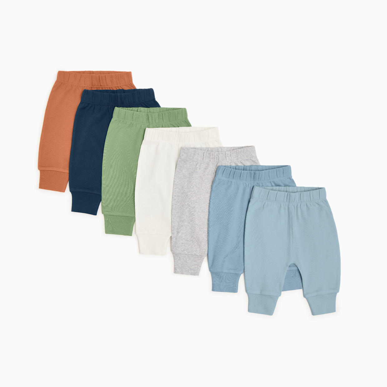 Small Story Organic Cotton Solid Everyday Pant (7 Pack) - Ocean Mix, 0-3 M.