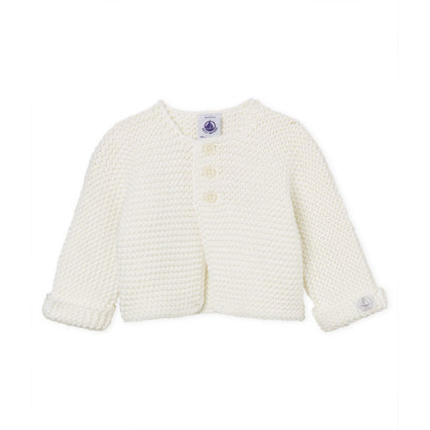 Petit Bateau Unisex Baby's Garter Stitch Cardigan (marshmallow) - $47.94.