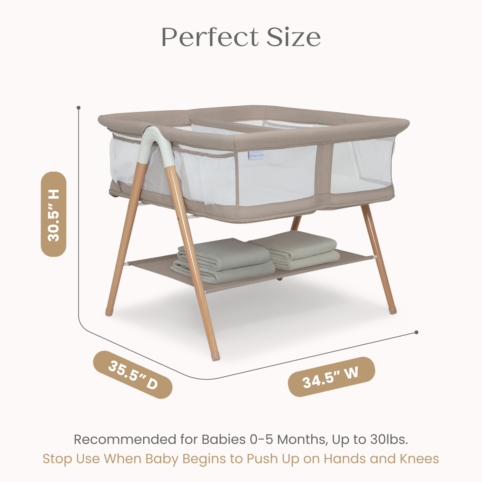 Delta Children Bondi Beechwood Twin Bassinet.