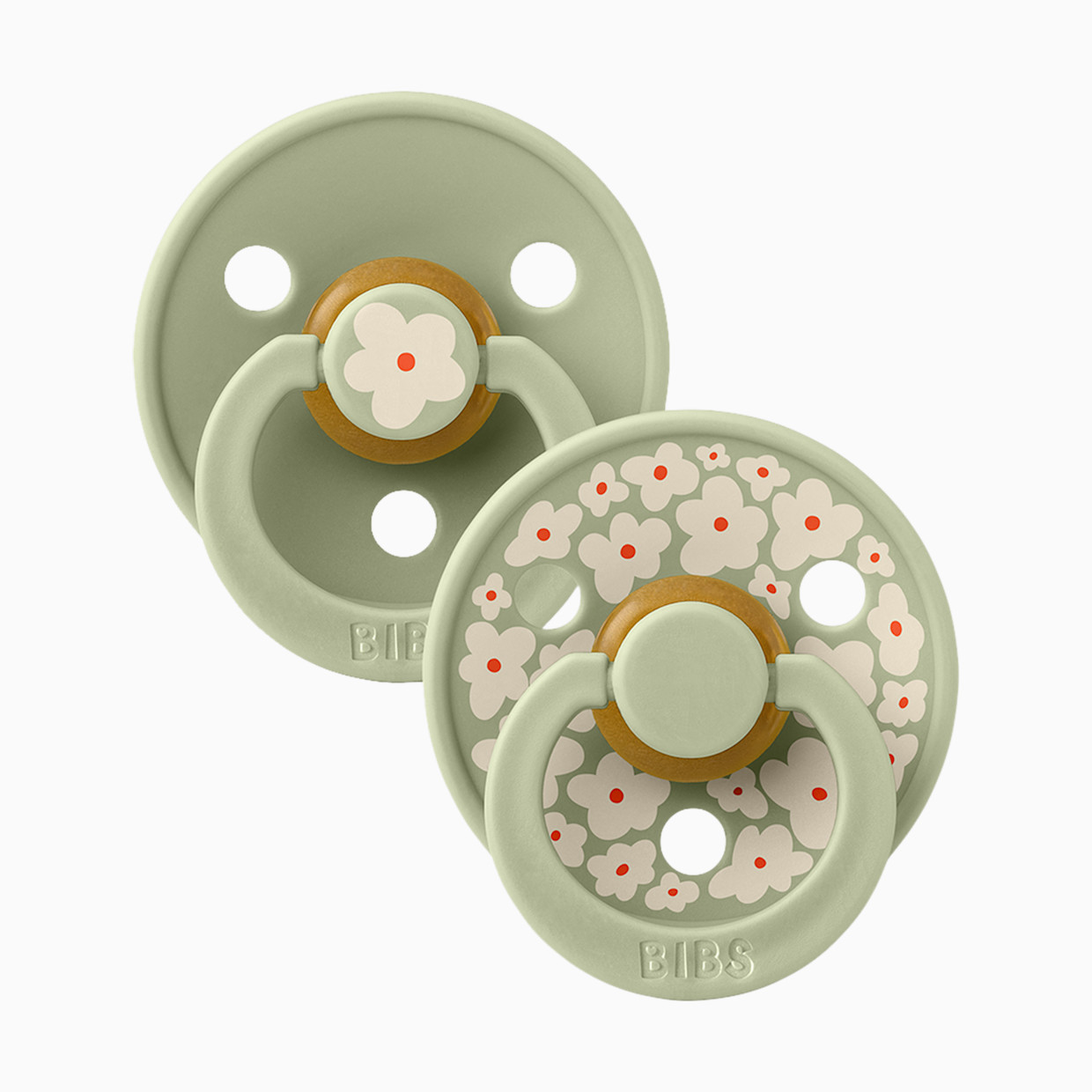 BIBS Studio Jasmine Colour Natural Rubber Pacificier (2-pack) - Sage, Size 2.