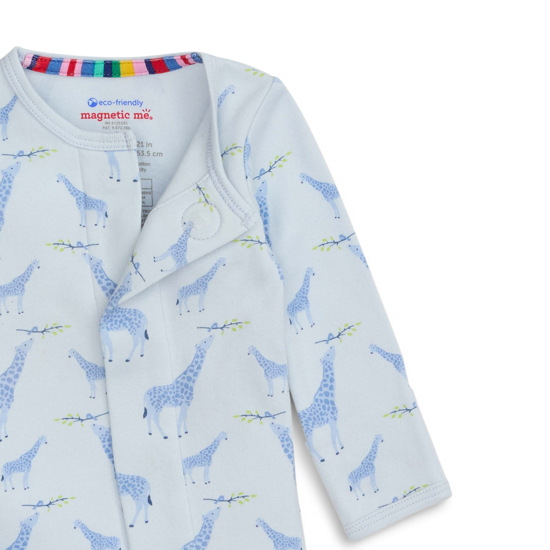 Magnetic Me Organic Cotton Footie - Blue Jolie Giraffe, 0-3 M.