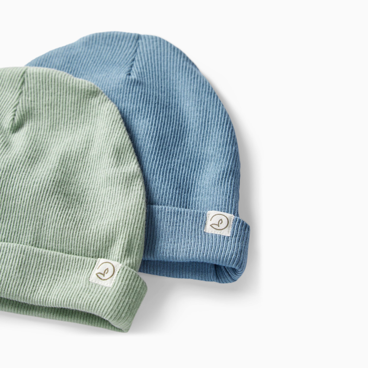 Carter's Little Planet 2-Pack Organic Cotton Rib Caps - Green, 0-3 M.
