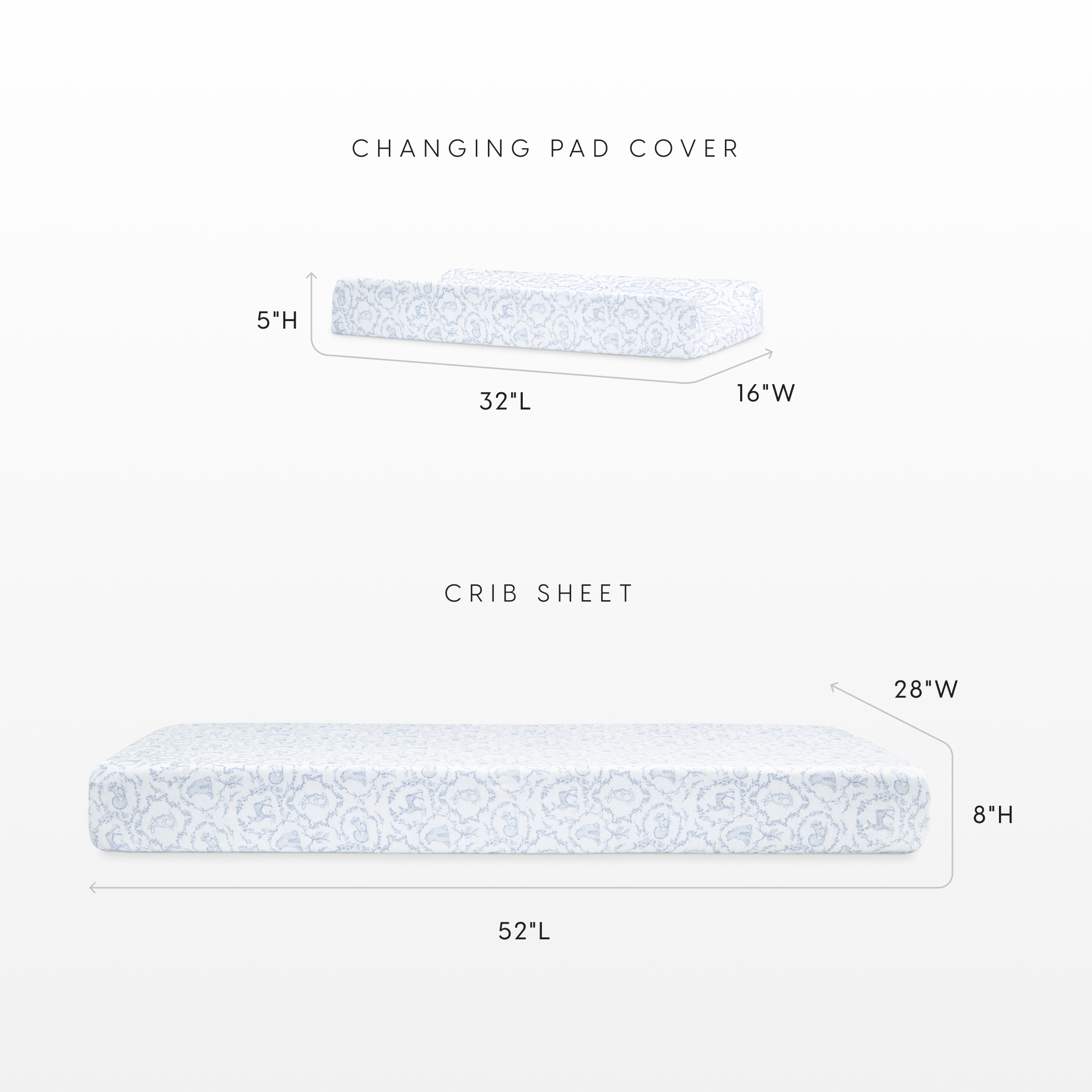 Bellini Organic Jersey Cotton Crib Sheet and Changing Pad Cover Set - Woodland Blue.