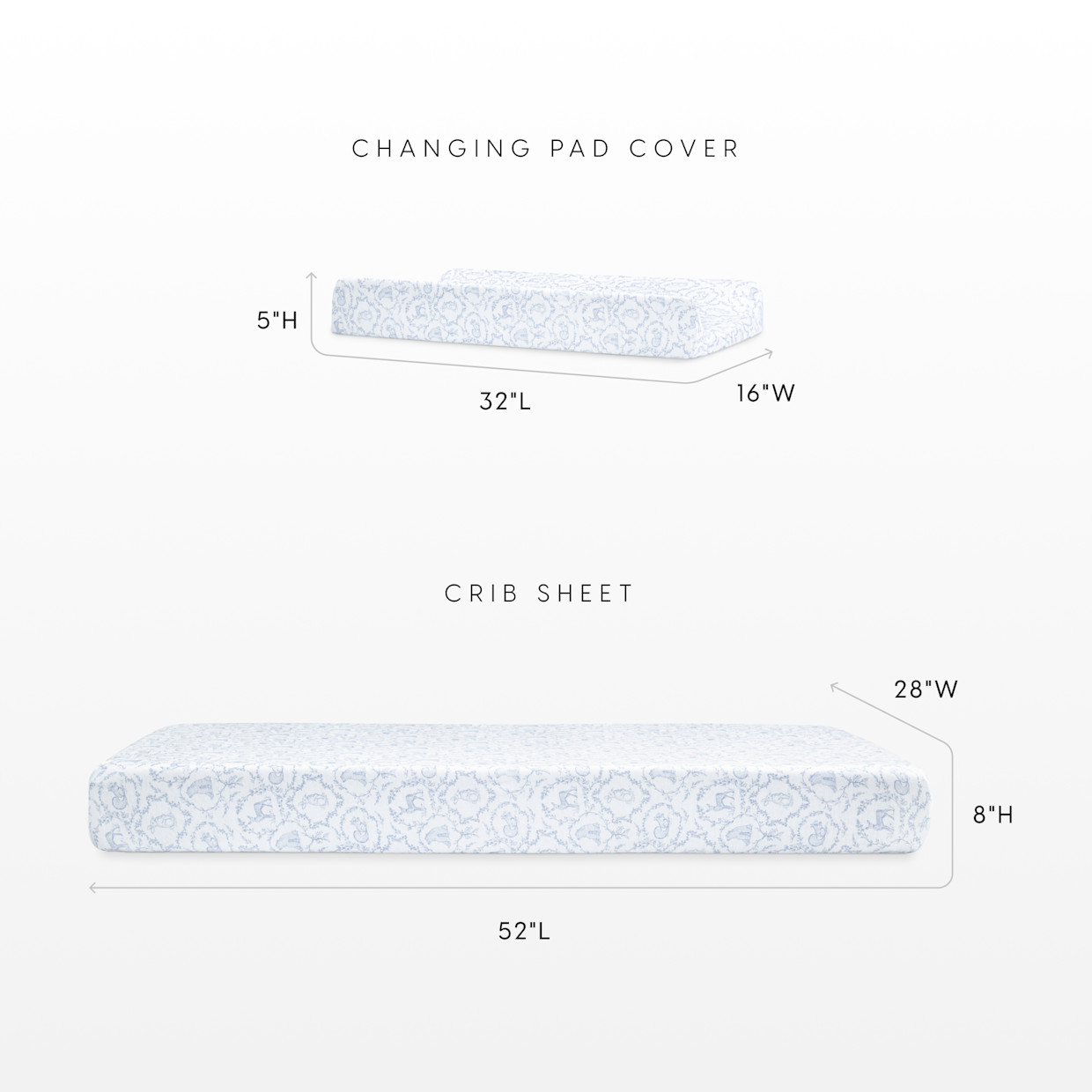 Bellini Organic Jersey Cotton Crib Sheet and Changing Pad Cover Set - Woodland Blue.