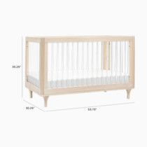 Crib with dimensions labeled