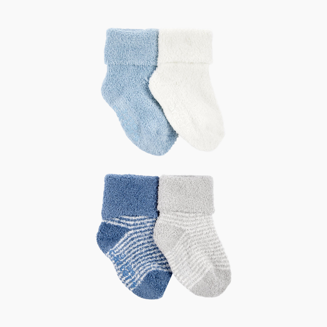 Carter's Chenille Booties (4 Pack) - Blue, 0-3 M.