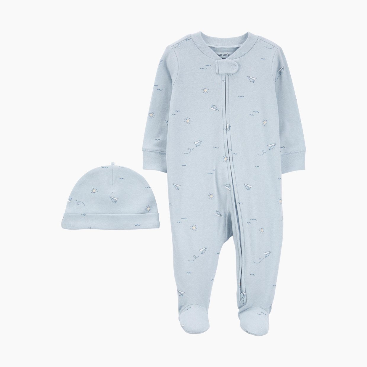 Carter's Blue Airplane 2-Piece Sleep and Play and Cap Set - Blue, 3 M.