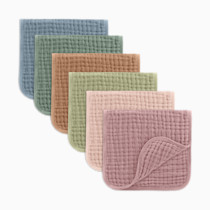 Comfy Cubs Muslin Burp Cloths 20" x 10", Pack of 6 - Large, 6-Layer, Ultra Absorbent 100% Cotton for Baby Drool and Messes - Soft, Safe & Gentle Baby Burp Cloths Set for Boys & Girls - Multi