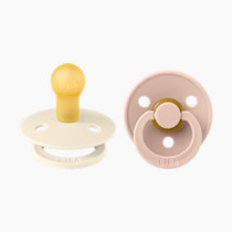 BIBS Pacifiers Colour Collection | Natural Rubber Baby Pacifier | Set of 2 BPA-Free Soothers | Made in Denmark | 0+ Months (Pack of 2) | Blush/Ivory