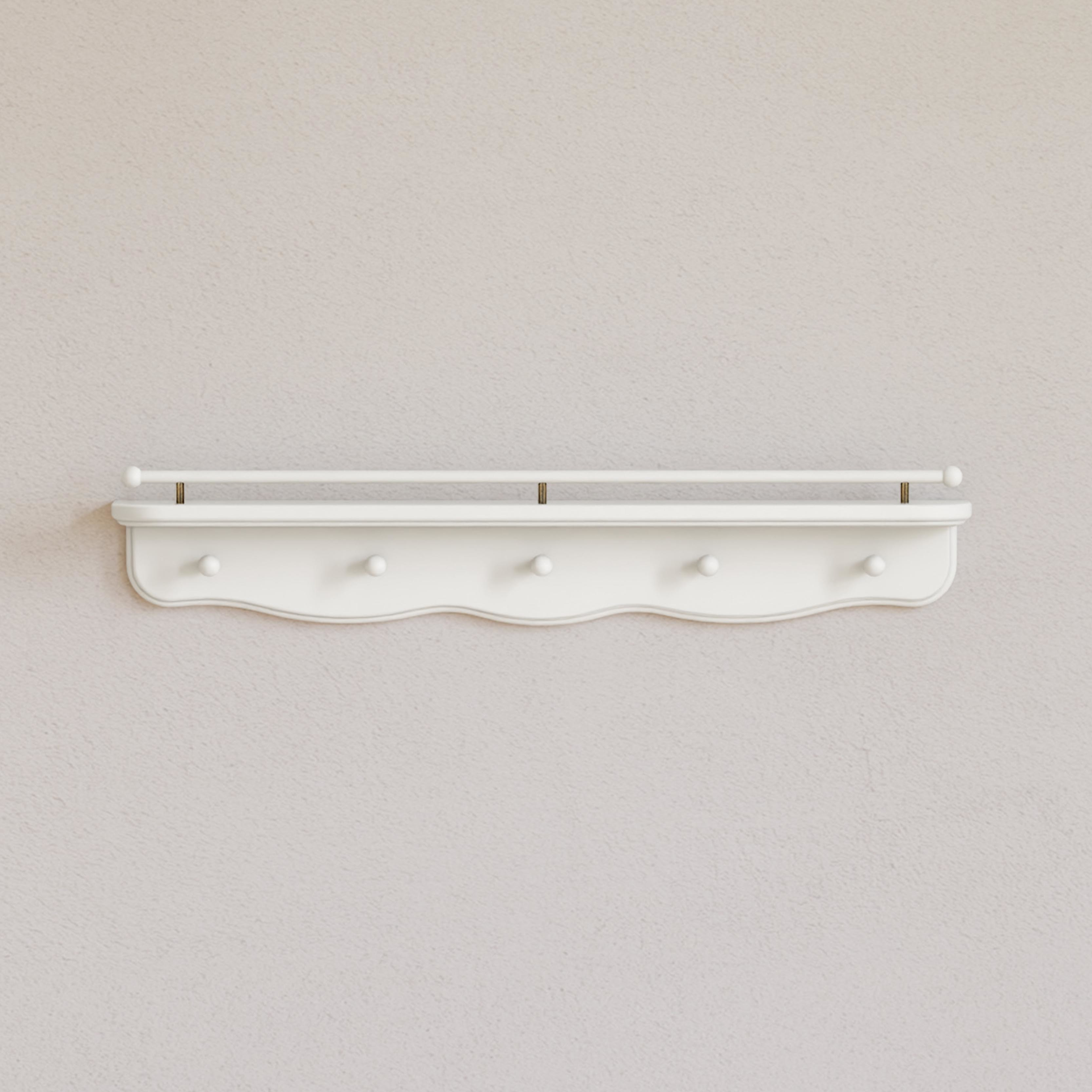 Namesake Liberty 31" Wall Shelf with Hooks - Warm White, Contemporary.