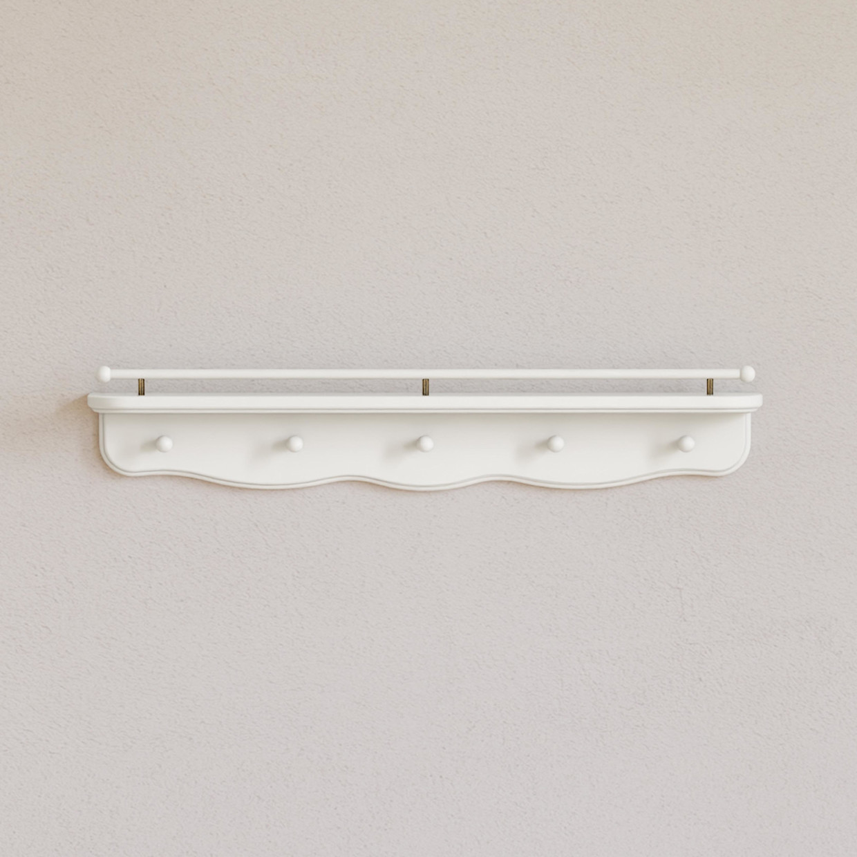 Namesake Liberty 31" Wall Shelf with Hooks - Warm White, Contemporary.