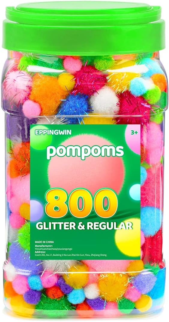 800-Piece Craft Pom Poms.