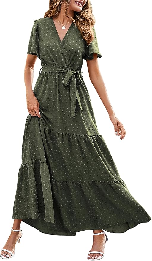 Womens Summer Swiss Dot Maxi Dresses.