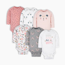 Gerber Baby Girls' Long Sleeve Onesies Bodysuits, 6-Pack
