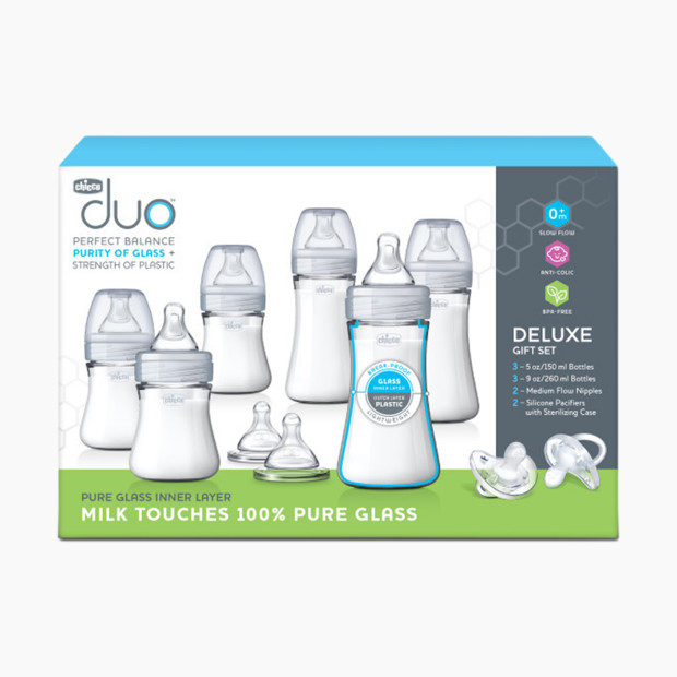 Chicco Duo Deluxe Hybrid Baby Bottle Gift Set with Invinci-Glass - Neutral.