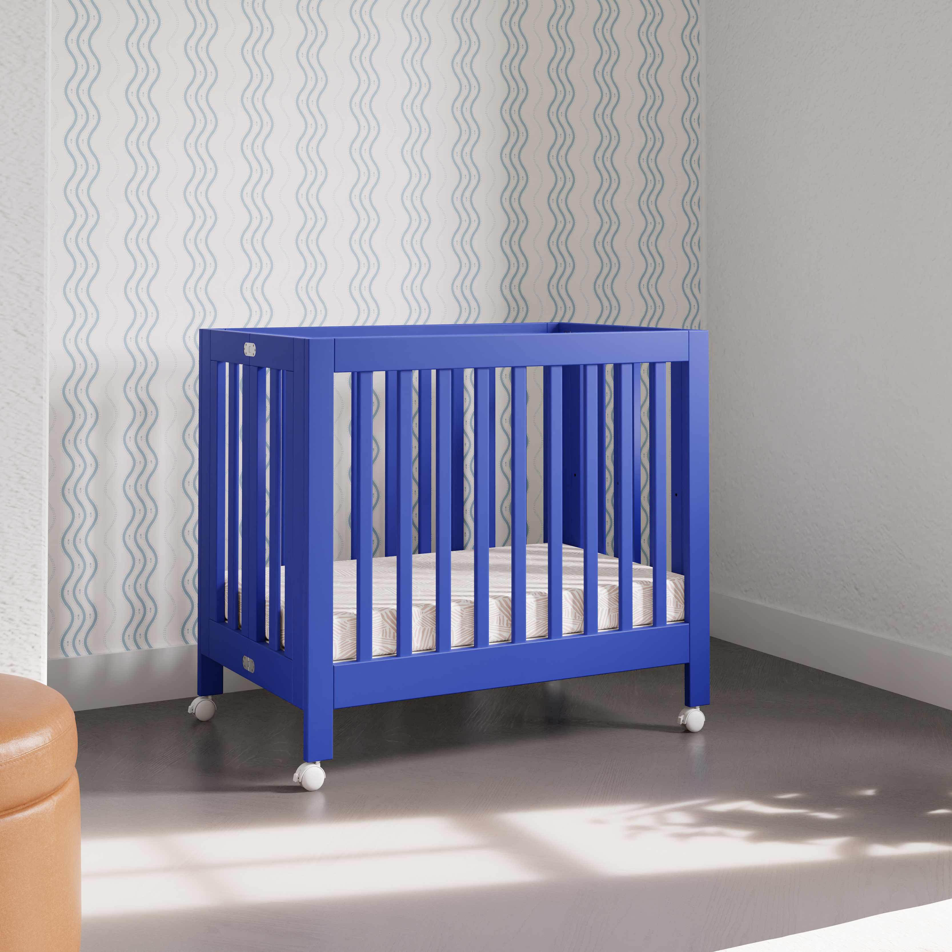 babyletto Origami Mini Crib - Cobalt.