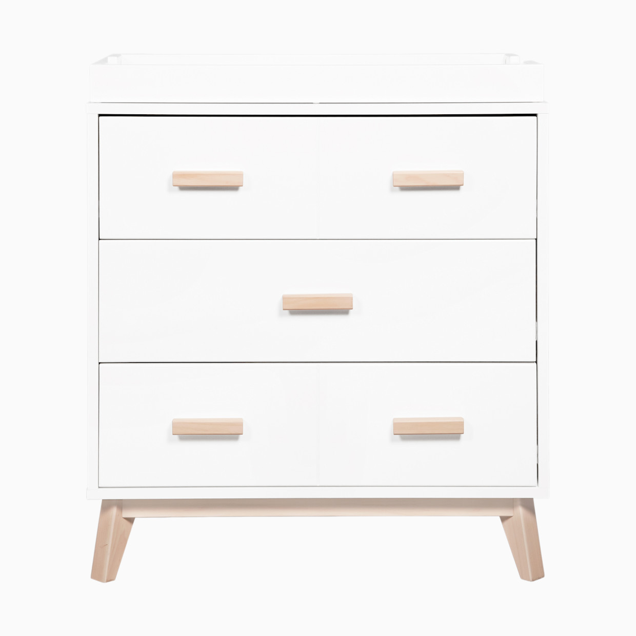 babyletto Scoot 3-Drawer Changer Dresser with Removable Changing Tray - White / Washed Natural.