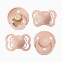 BIBS Try-It Collection | 4-Pack Soothers | BPA-Free Round, Anatomical & Symmetrical Nipple | Natural Rubber Latex/Silicone | Made in Denmark | 0-6 Months | Blush