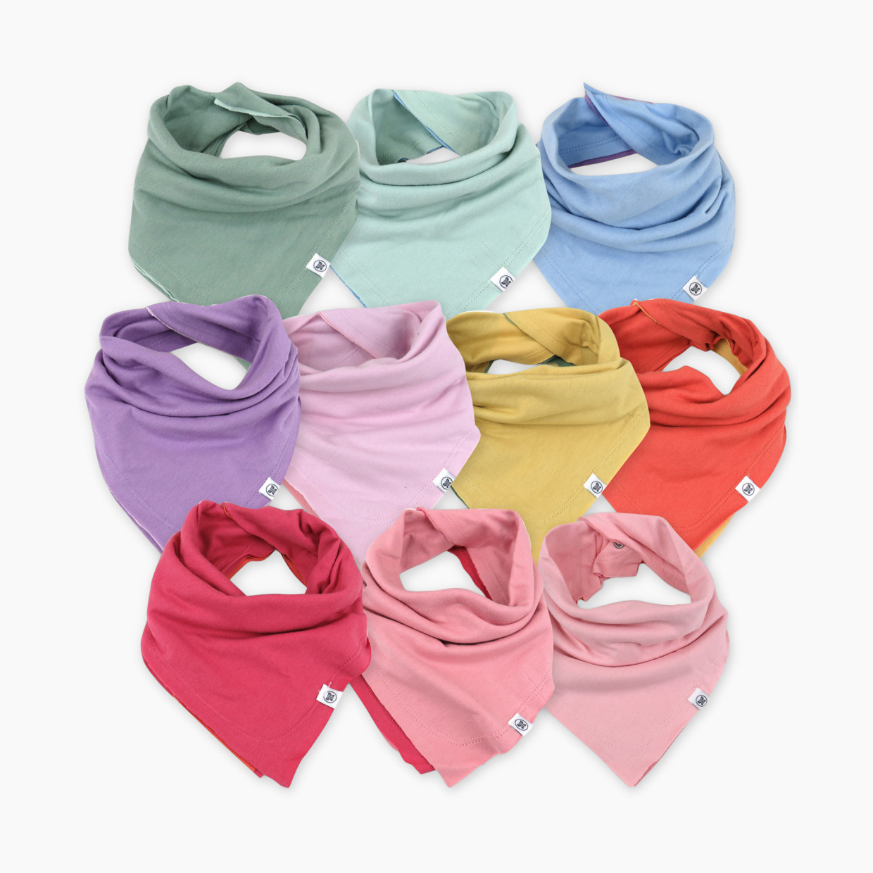 Honest Baby Clothing 10-Pack Organic Cotton Reversible Bandana Bib Burp Cloths - Pink Rainbow Gems, Os.
