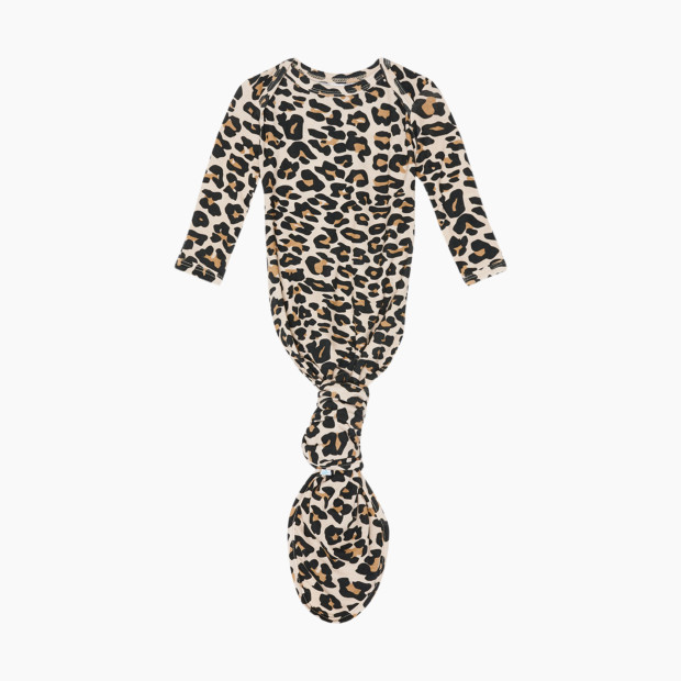 Posh Peanut Basic Knotted Gown - Lana Leopard Tan, 0-3 M.