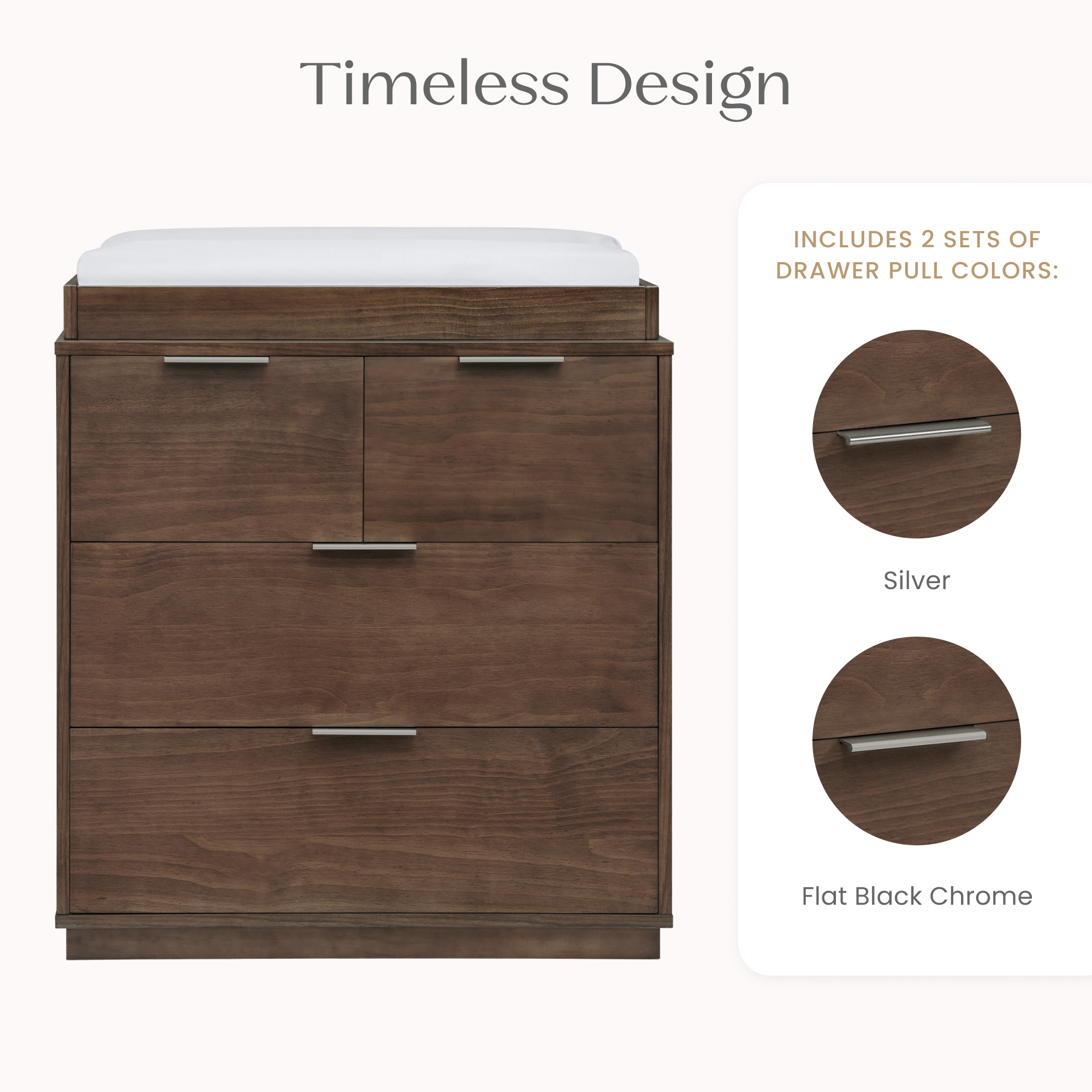 Delta Children Forever 4 Drawer Dresser with Changing Top and Interlocking Drawers - Teak Brown.