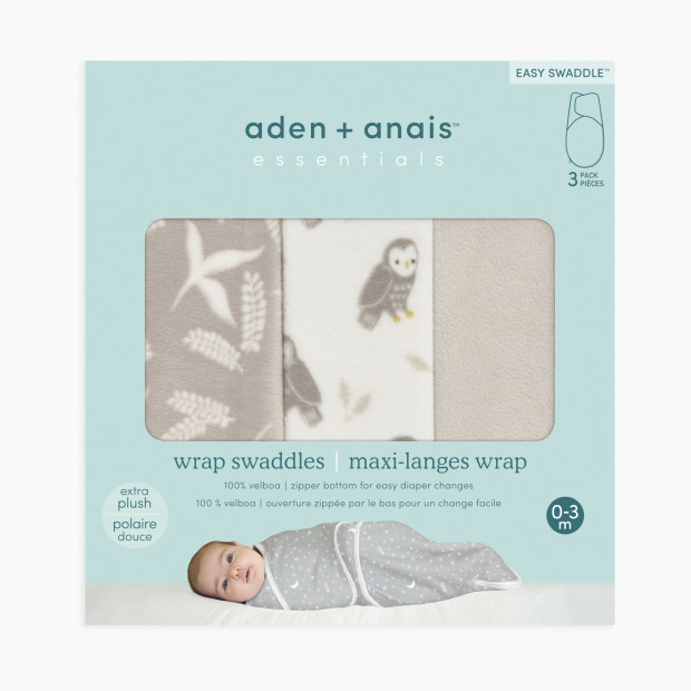 Aden + Anais Essentials Wrap Swaddles Minky (3 Pack) - Rockland Marsh, 0-3 Months.
