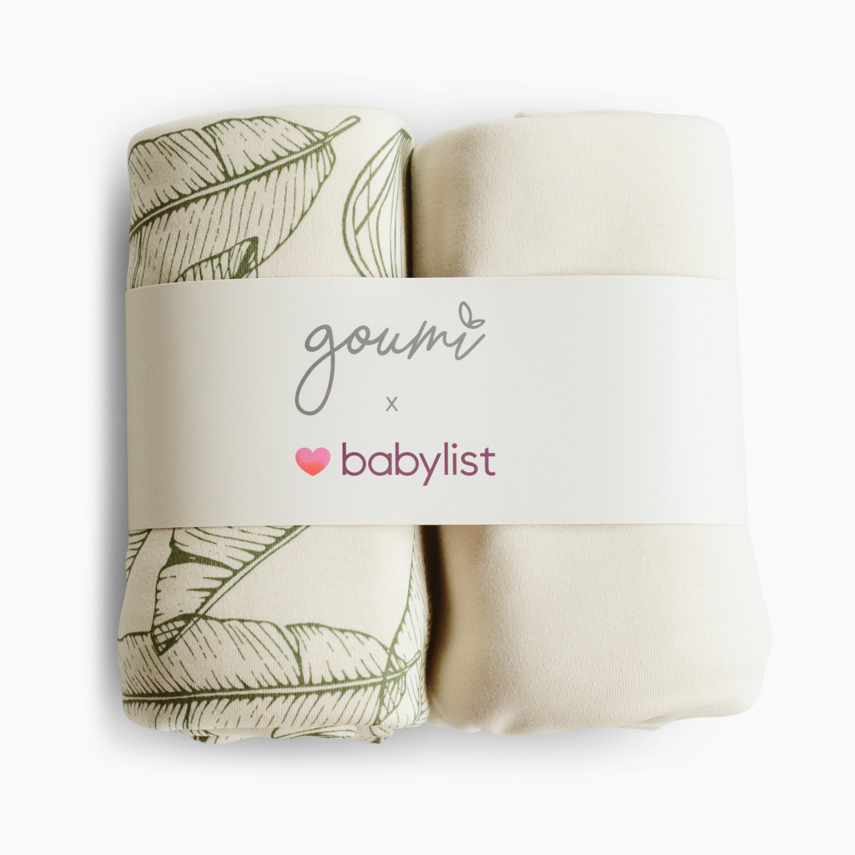 Goumi Kids x Babylist Muslin Swaddle Set (2 Pack) - Banana Leaf + Oat, 40x40".