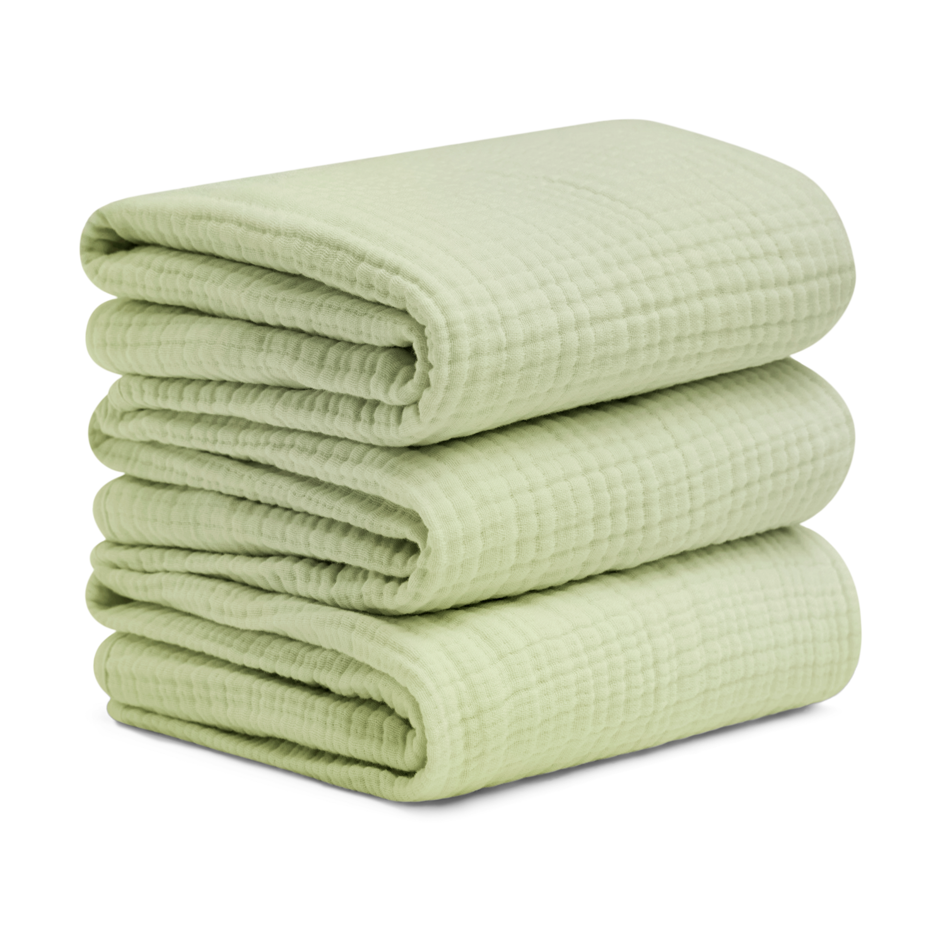 Small Story Muslin Hooded Towels (3 Pack) - Sage.
