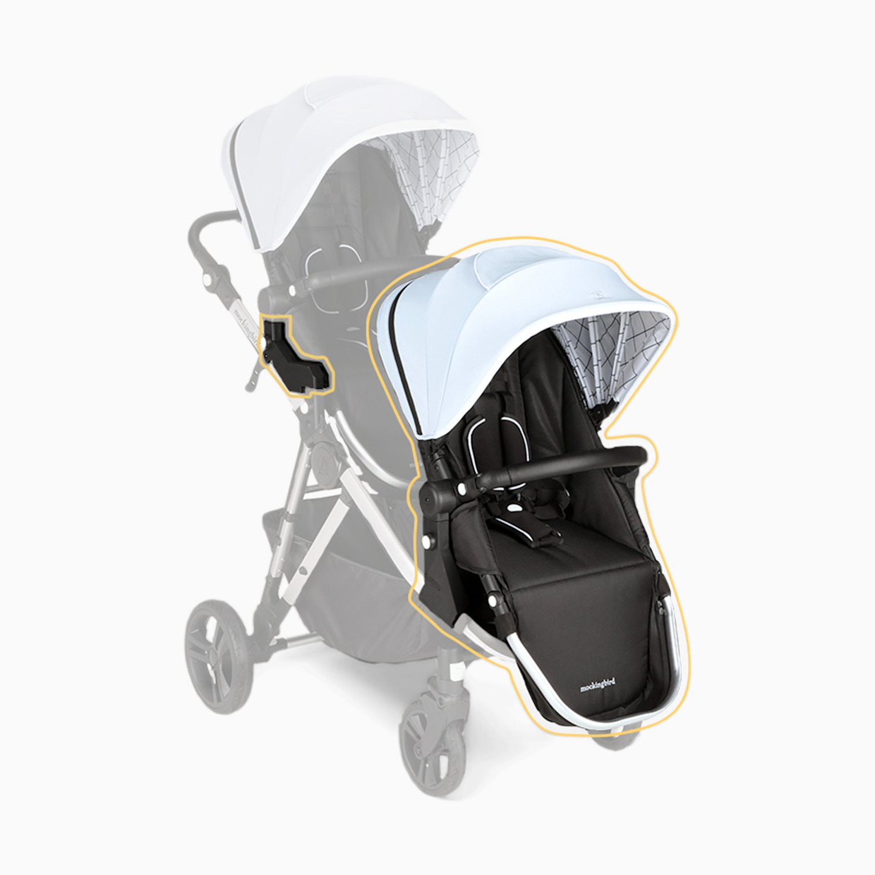 Mockingbird 2nd Seat Kit 2.0 - Sky/Windowpane Canopy With Black Leather (2020).