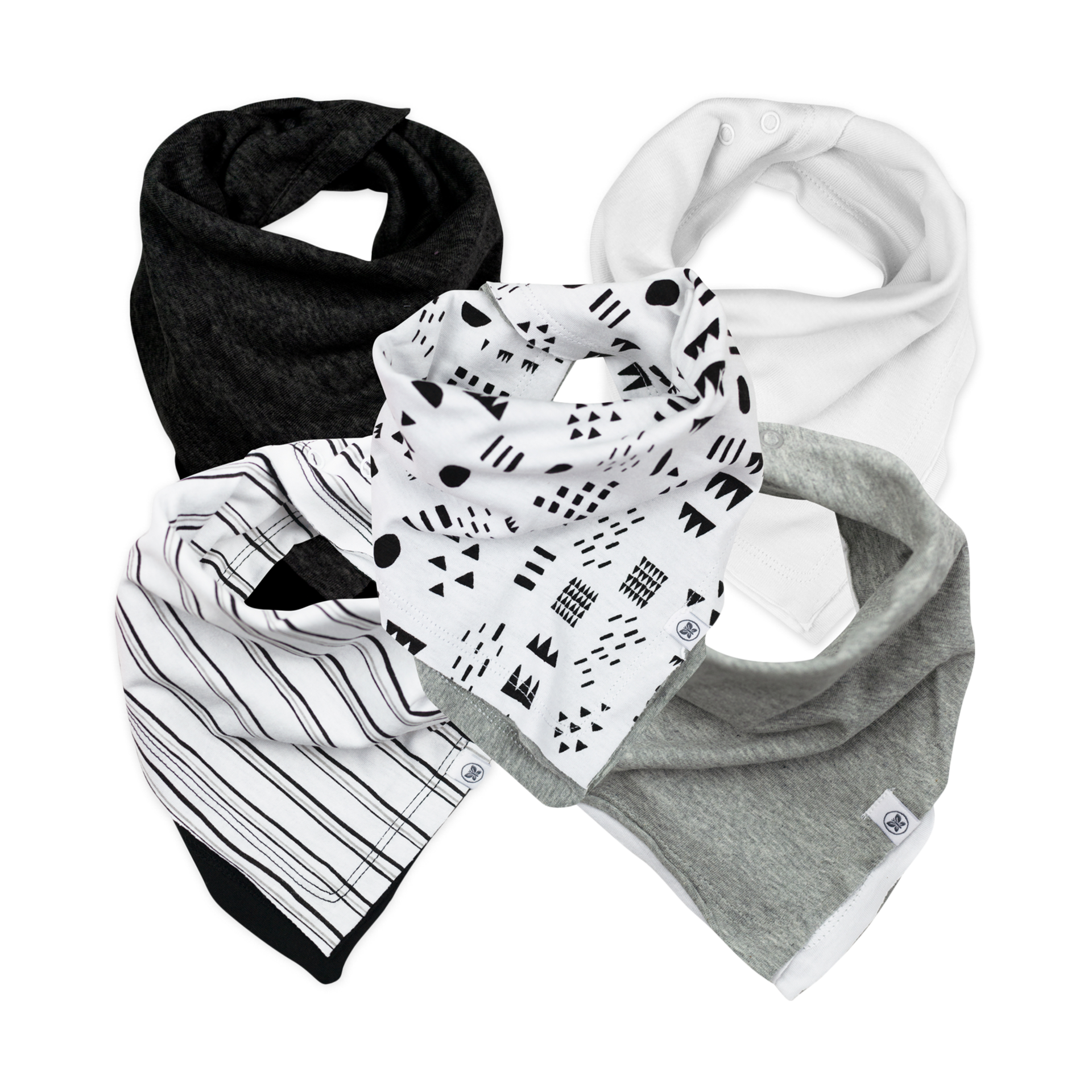 Pattern Play HonestBaby 3-Pack Organic Cotton Reversible Bandana Bib Burp Cloths One Size 