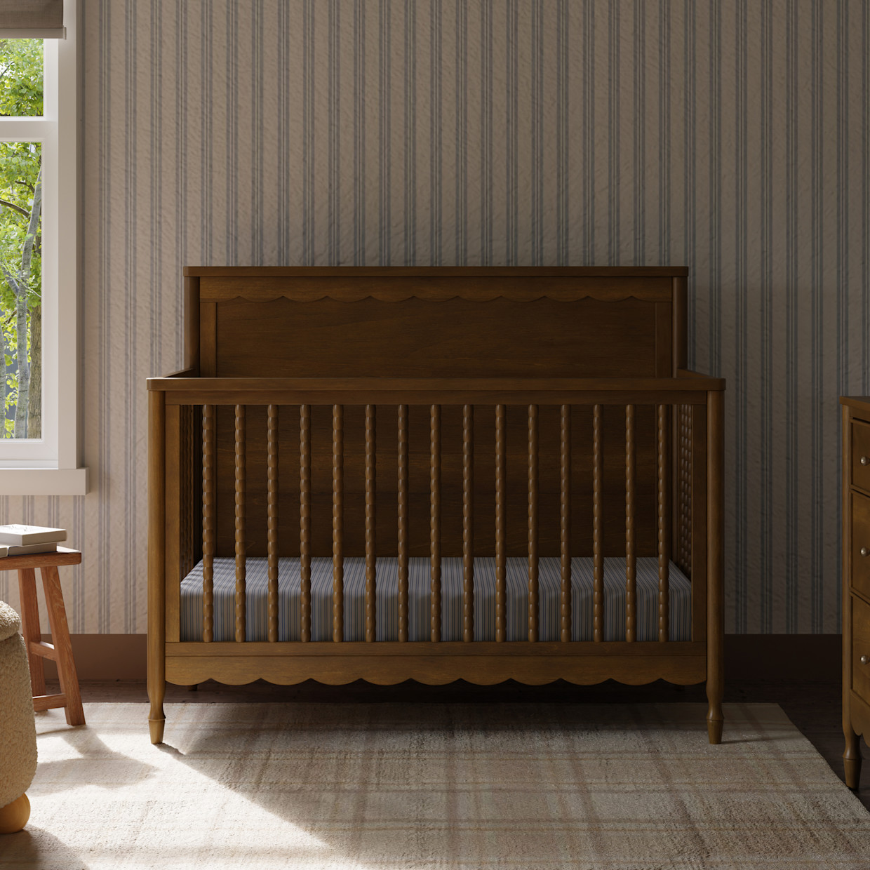 Namesake Ambrosia 4-in-1 Convertible Crib - Natural Walnut.