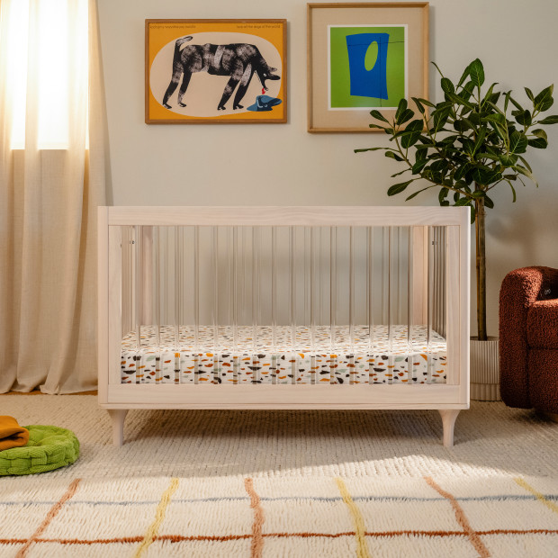 babyletto Lolly 3-in-1 Convertible Crib with Toddler Bed Conversion Kit - Washed Natural/Acrylic.