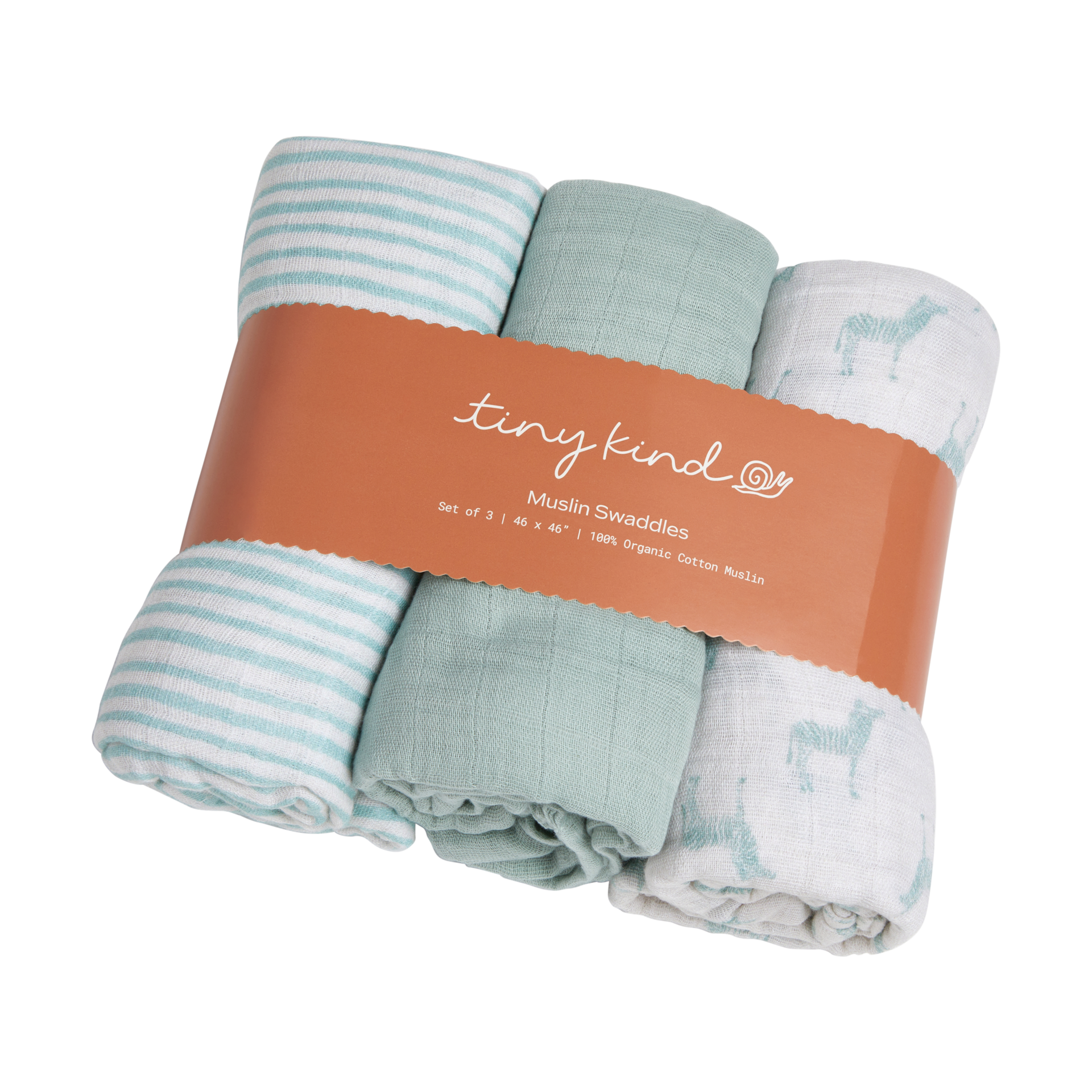 Tiny Kind Muslin Swaddle (3 Pack) Ashley Blue Zebra Babylist Shop
