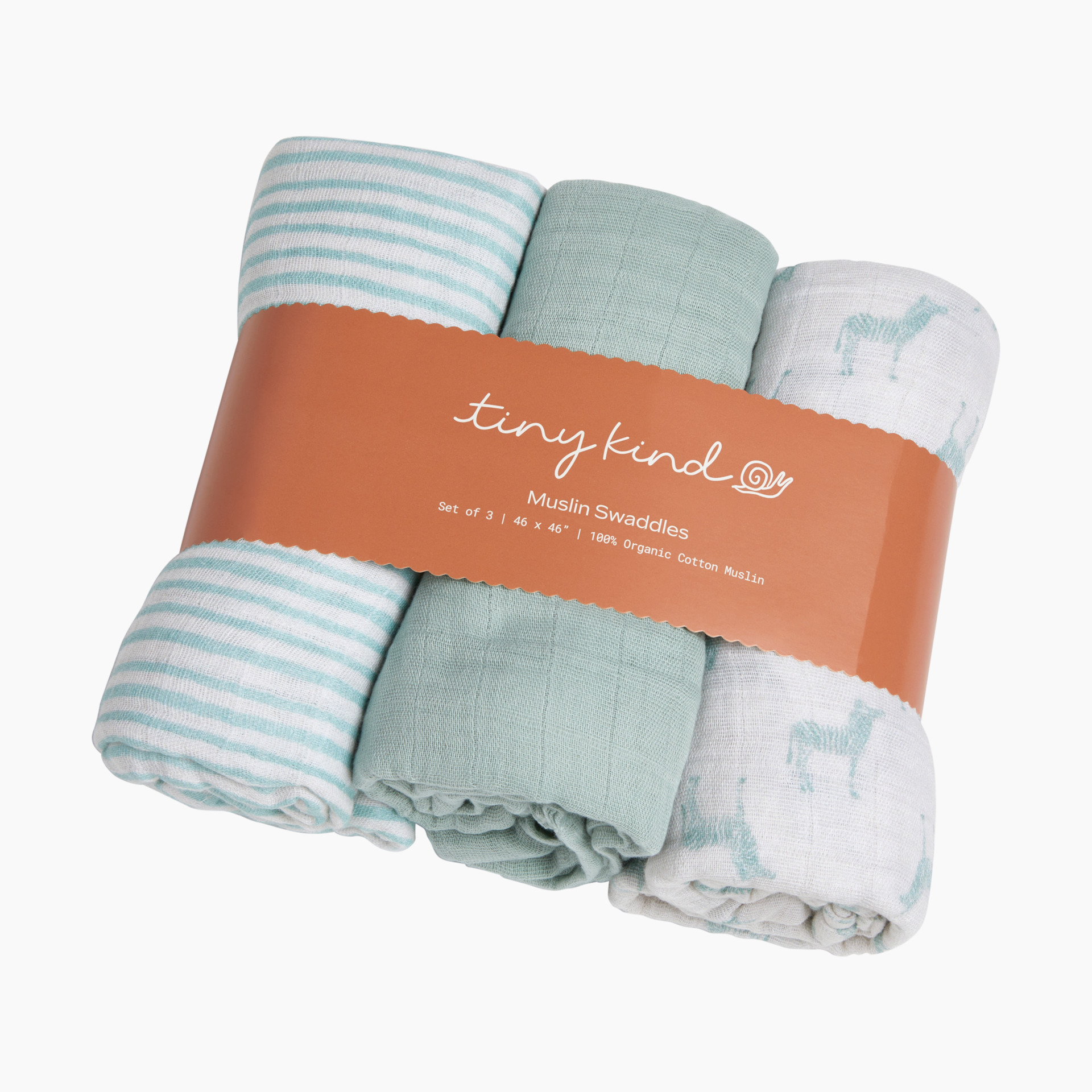 Tiny Kind Pack Organic Muslin Swaddle Ashley Blue Zebra - Main Image