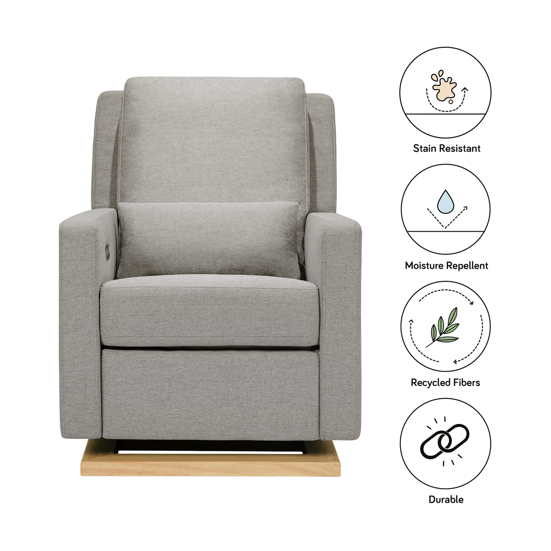 babyletto Sigi Electronic Glider - Performance Grey Eco Weave/Light Base.