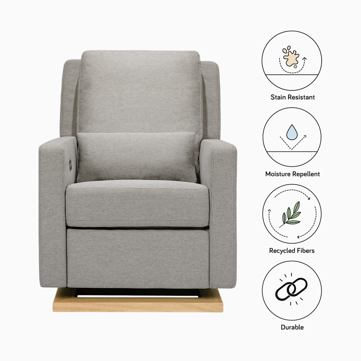 babyletto Sigi Electronic Glider - Performance Grey Eco Weave/Light Base.