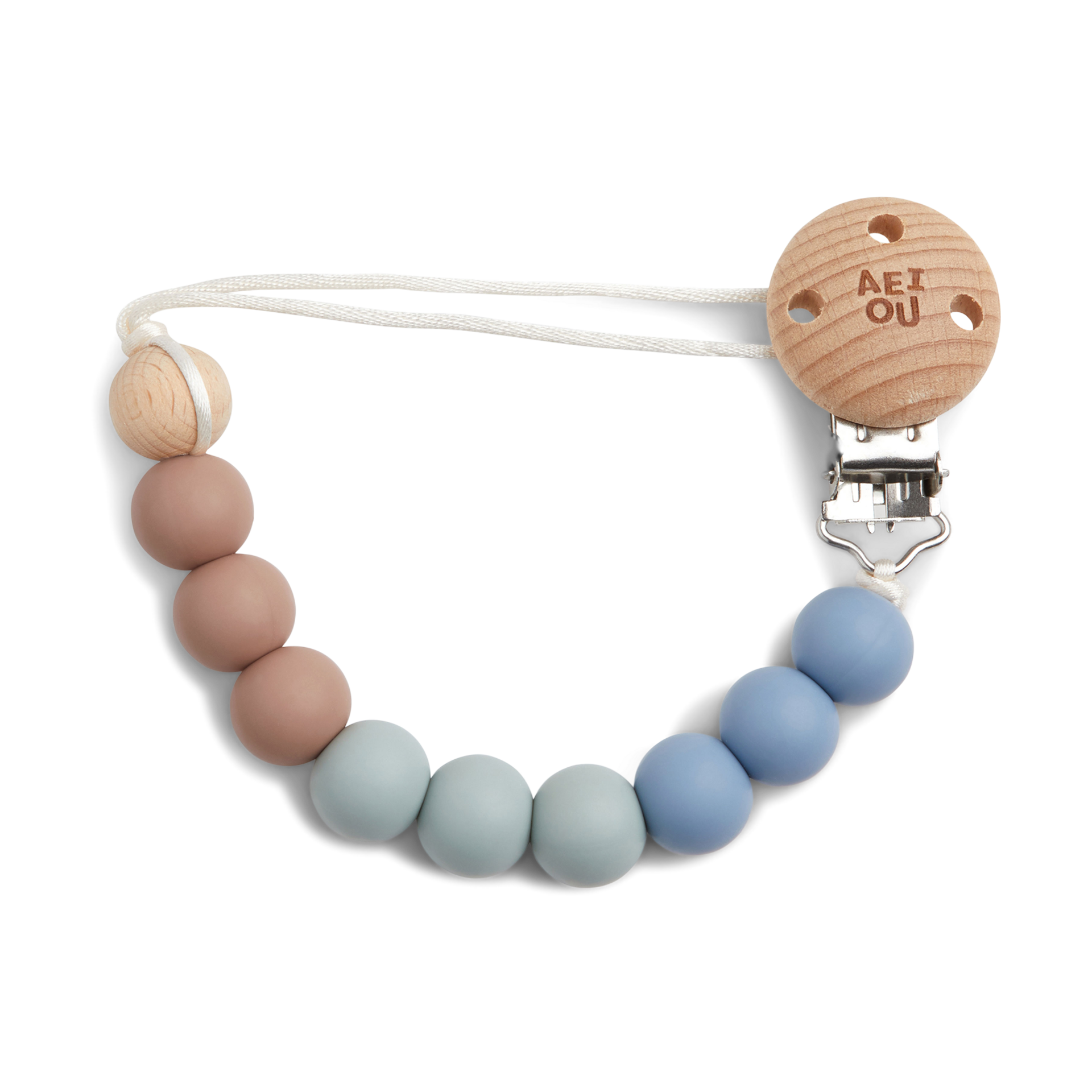 AEIOU Silicone Pacifier Clip.