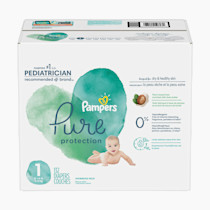 Pampers Pure Protection Baby Diapers, Size 1 (8-14 lbs), 132 Count, Up to 100% Leakproof, Premium Plant-based Skin Protection, Hypoallergenic Soft Diapers
